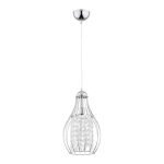Lampa wisząca pojedyncza srebrna glamour kryształki w metalowej klatce Piro Alfa 60644 E14