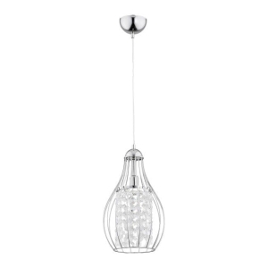 Lampa wisząca pojedyncza srebrna glamour kryształki w metalowej klatce Piro Alfa 60644 E14