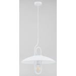 Nowoczesna lampa wisząca biała w kształcie agrafki z szerokim kloszem daszkiem Chee Alfa 60625 E27 90cm x 47cm