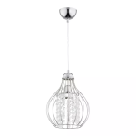 Lampa wisząca pojedyncza srebrna glamour kryształki w metalowym kloszu klatce Piro Alfa 60619 E14 90cm x 30cm