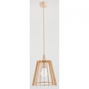 Pojedyncza lampa wisząca w stylu boho klosz z listewek jasne drewno Vito Alfa 60316 E27 95cm x 29cm