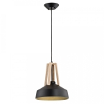 Pojedyncza lampa wisząca w stylu loft czarna metalowa łączona z drewnem Drop Alfa 60284 E27 95cm x 33cm