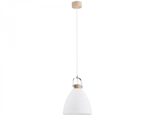 Pojedyncza lampa wisząca w stylu skandynawskim z białym szklanym kloszem i stalową rączką Hermina Alfa 9642 E27 100cm x 22cm