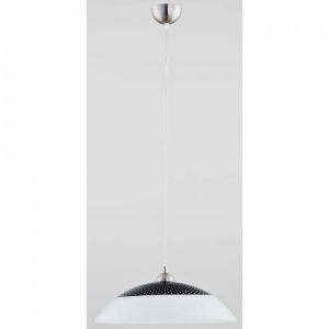 Pojedyncza lampa chromowana z białym szklanym talerzowym kloszem i czarną powłoką Ben Alfa 9185 E27 100cm x 47cm