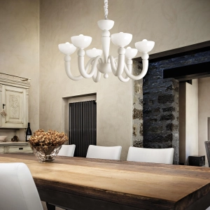 Lampa biała wisząca włoski żyrandol Ideal Lux 093994 Bon Bon 6xE14 80cm x 132cm