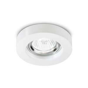 Szklana biała okrągła lampa podtynkowa Ideal Lux 113999 Blues Round GU10 9,5cm x 3,7cm