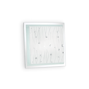 Kwadratowy plafon lampa ścienna z dekoracją na szkle Ideal Lux 081434 Ocean 2xE27 33cm