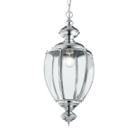Lampa wisząca na łańcuchu Ideal Lux 094786 Norma E27 25cm szklany klosz chromowany stelaż