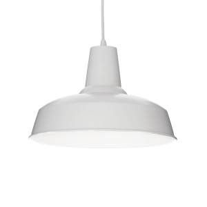 Biała klasyczna metalowa lampa wisząca do kuchni Ideal Lux 102047 Moby E27 35cm x 120cm