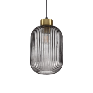 Lampa wisząca z dymnym szklanym kloszem i mosiężnymi elementami Ideal Lux 237510 Mint-3 E27 20cm x 245cm