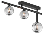 Czarna lampa sufitowa z trzema grafitowymi kloszami kulami Jupiter 1907 Neptun Nt 3 Cz 3xG9