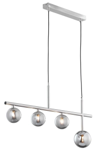 Niklowa lampa wisząca z grafitowymi kloszami na listwie Jupiter 1902 Nt 4 Ni Neptun 4xG9