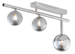 Niklowa lampa sufitowa z trzema grafitowymi kloszami kulami Jupiter 1901 Neptun Nt 3 Ni 3xG9