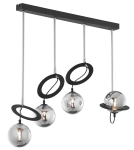 Nowoczesna lampa wisząca z chromowanymi kloszami w kształcie planet na listwie Jupiter 1896 Planet Pe 4 Cz Ni 4xG9