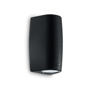 Czarna zewnętrzna lampa ścienna z antykorozyjnej żywicy Ideal Lux 147819 Keope 2xGU10 IP55