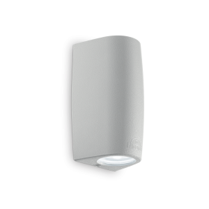 Szara zewnętrzna lampa ścienna z antykorozyjnej żywicy Ideal Lux 147796 Keope 2xGU10 IP55
