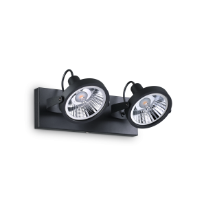 Czarna lampa ścienna sufitowa dwa reflektory punktowe spot regulowane Ideal Lux 200248 Glim 2xGU10 ES111 w zestawie