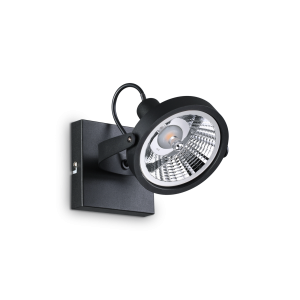 Czarna lampa reflektor ścienna sufitowa punktowa regulowana Ideal Lux 200231 Glim ES111 z żarówką