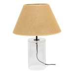 Lampa nocna stołowa szklana podstawa przezroczysta z beżowym plecionym abażurem Britop 779119110 Vaso Jute 1xE27