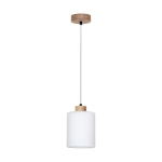 Lampa wisząca szklany abażur biały z dębowym mocowaniem Britop 111860174 Zefir 1xE27