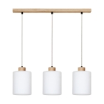 Lampa wisząca trzy szklane klosze na listwie z drewna dębowego Britop 111860374 Zefir 3xE27 