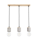 Lampa wisząca trzy małe szare betonowe walce na drewnianej listwie loft Britop 1899374 Cesar 3xE27