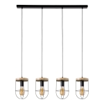 Lampa wisząca cztery abażury z czarnego pręta na listwie industrialna boho Britop 184159404 Netuno 4xE27