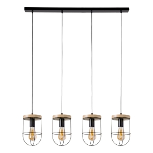 Lampa wisząca cztery abażury z czarnego pręta na listwie industrialna boho Britop 184159404 Netuno 4xE27