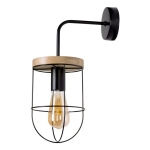 Lampa ścienna kinkiet loftowy metalowy czarny trzon z drewnianym elementem Britop 920451104 Netuno 1xE27
