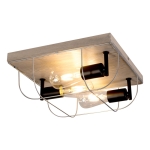 Lampa sufitowa drewniana podstawa dębowa loft na trzy żarówki srebrna metalowa osłona Britop 92073357 Netuno 3xE27 34x34cm