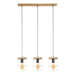 Lampa wisząca trzy złote druciane abażury loftowe industrialne z drewnem dębowym Britop 181059351 Netuno 3xE27