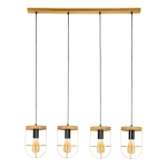 Lampa wisząca cztery industrialne loftowe klosze złote druciane na drewnianej dębowej listwie Britop 1811059451 Netuno 4xE27