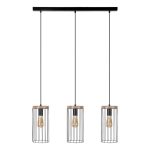 Lampa wisząca loftowa czarna trzy metalowe abażury z prętów na listwie Britop 19619304 Timeo 3xE27