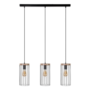 Lampa wisząca loftowa czarna trzy metalowe abażury z prętów na listwie Britop 19619304 Timeo 3xE27