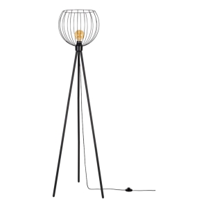 Lampa podłogowa czarna metalowe trzy nogi loft skandynawska abażur kulisty Britop 12580104 Coop 1xE27