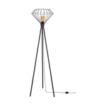 Lampa podłogowa czarna metalowe trzy nogi loft skandynawska abażur w kształcie diamentu Britop 12570104 Raquelle 1xE27