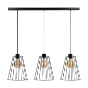 Lampa wisząca trzy abażury loftowe druciane na listwie na żarówki dekoracyjne Britop 19349304 Swan 3xE27