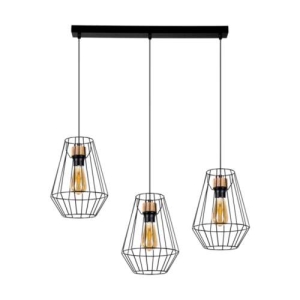 Lampa wisząca trzy metalowe abażurki loft industrialne czarne na żarówki dekoracyjne na listwie Britop 1321304 Endorfina 3xE27