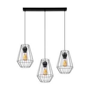 Lampa wisząca loft industrialna trzy metalowe abażurki czarne na żarówki dekoracyjne Britop 1324304 Endorfina 3xE27