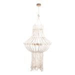 Lampa wisząca żyrandol boho z frędzlami jasne beżowe sznurki Britop 18737374 Samba 3xE27