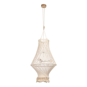 Lampa wisząca żyrandol boho z tkaniny jasny pleciony Britop 18127374 Reve 3xE27