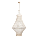 Lampa wisząca w stylu boho żyrandol pleciony z tkaniny z frędzlami Britop 18137374 Reve 3xE27