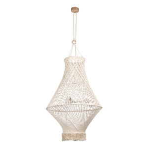 Lampa wisząca w stylu boho żyrandol pleciony z tkaniny z frędzlami Britop 18137374 Reve 3xE27