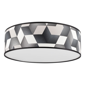 Lampa sufitowa okrągły abażur materiałowy geometryczne wzory plafon Britop 4883802 Espacio 3xE27 38cm