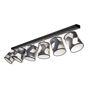 Lampa sufitowa sześć reflektorków abażurki w geometryczne wzory na listwie regulowane Britop 56748604 Espacio 6xE27 127cm
