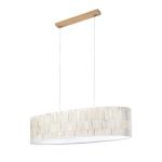 Lampa wisząca owalna podłużna abażur z tkaniny nad stół listwa drewniana Britop 17150274 Malo 2xE27