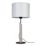 Lampa nocna czarna podstawa z drewnem sosnowym i szarym abażurem Britop 862217104 Colette Grey 1xE27