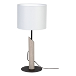 Lampa nocna metalowa drewniana podstawa szara bejca abażur materiałowy Britop 8620217104 Colette Grey 1xE27
