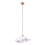 Lampa wisząca falisty abażur z tkaniny biały z różowym akwarelowym wzorem od wewnątrz Britop 1614719174 Hattu Floral 1xE27 40cm