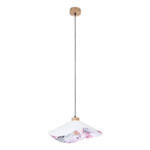 Lampa wisząca falisty abażur z tkaniny biały z różowym akwarelowym wzorem od wewnątrz Britop 1614719174 Hattu Floral 1xE27 40cm